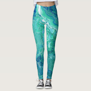 Leggings Polainas abstractas de los azules y de los verdes
