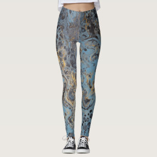 Leggings Polainas abstractas del azul y del oro