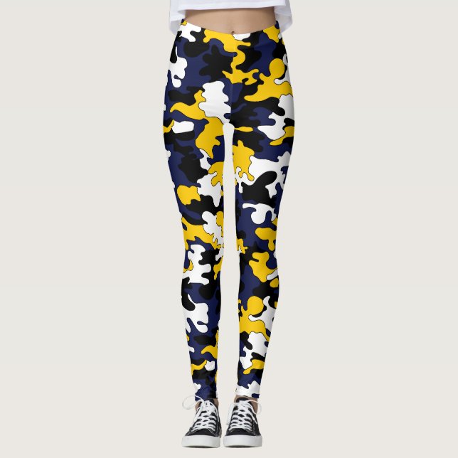 Leggings Polainas amarillas, azules, negras de Camo (Anverso)