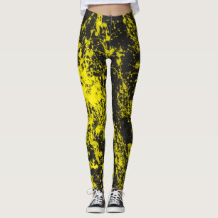 Leggings Polainas amarillas de la salpicadura de la brocha