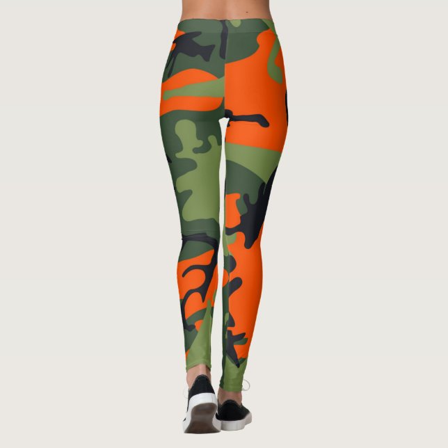 Leggings Polainas anaranjadas del camuflaje (Reverso)