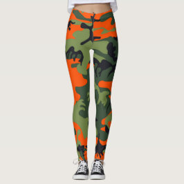Leggings Polainas anaranjadas del camuflaje de los
