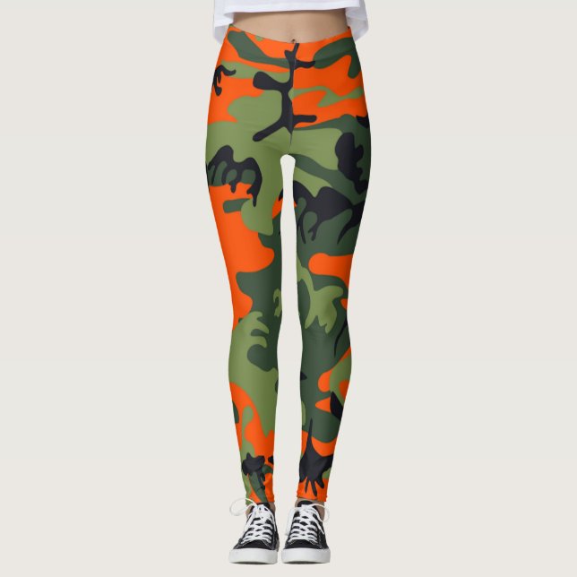 Leggings Polainas anaranjadas del camuflaje de los (Anverso)