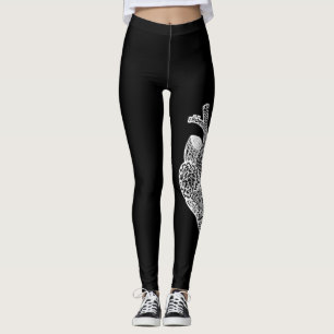 Leggings Polainas anatómicas del Doodle del corazón