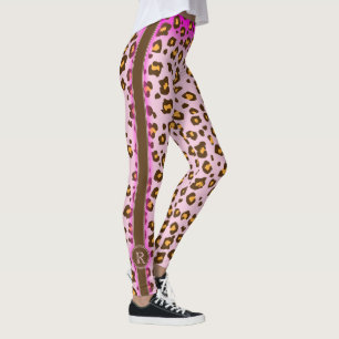 Leggings Polainas animales rosadas del modelo del leopardo