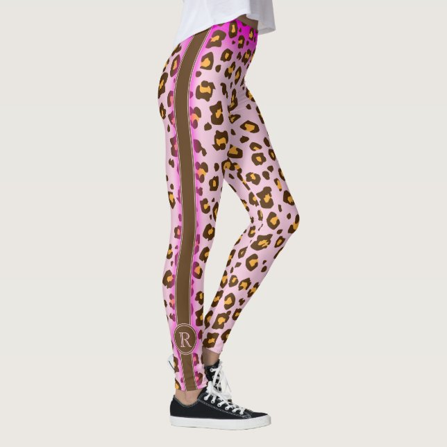 Leggings Polainas animales rosadas del modelo del leopardo (Derecha)