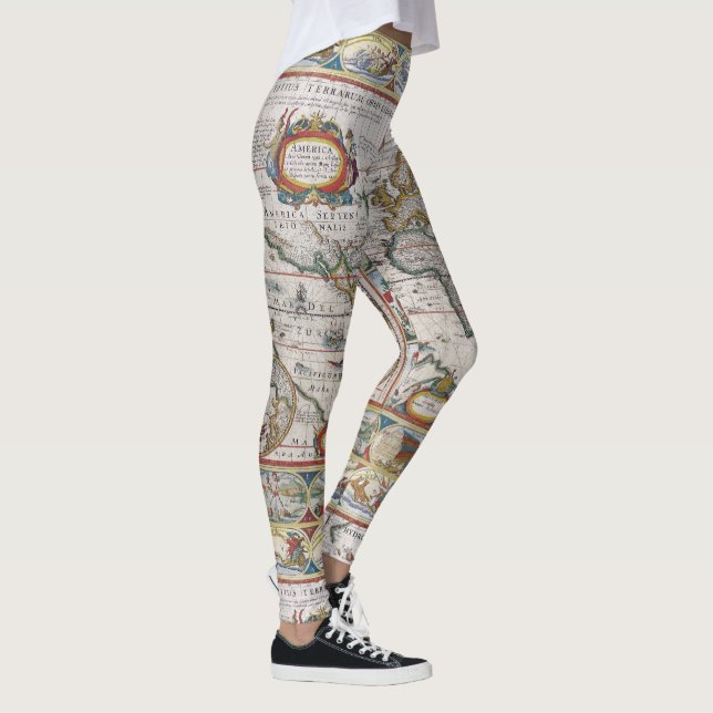 Leggings Polainas antiguas del mapa del mundo (Derecha)