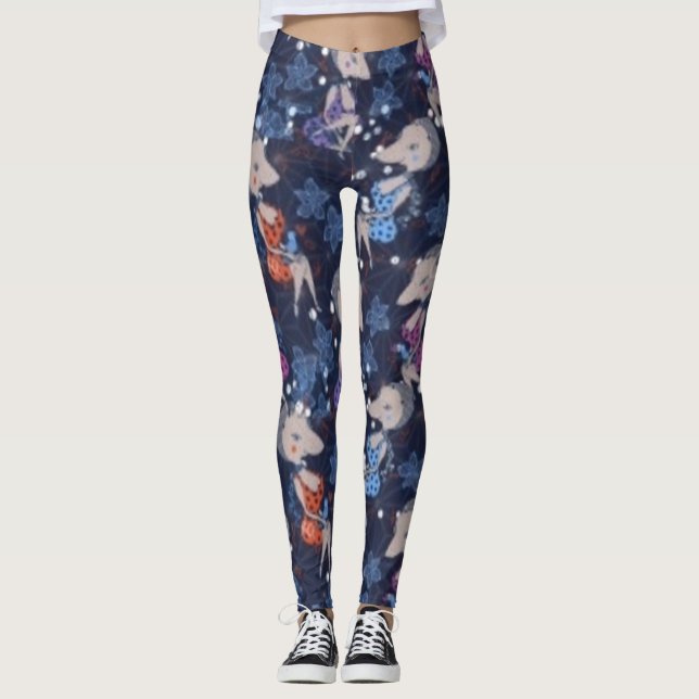 Leggings polainas atractivas del azul de las ratas (Anverso)