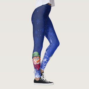 Leggings Polainas azules de sensación del muñeco de nieve