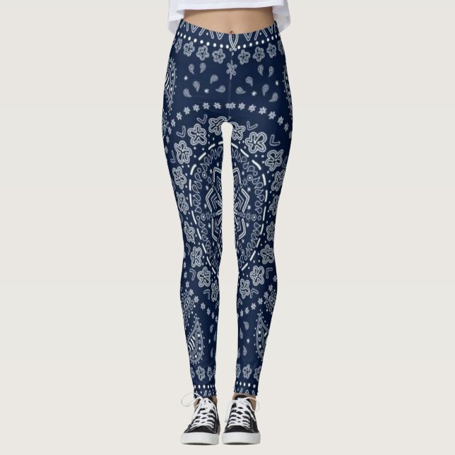 Leggings polainas azules del pañuelo (Anverso)