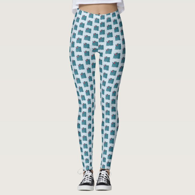Leggings Polainas azules del rinoceronte de JMCDesign (Anverso)