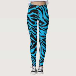Leggings Polainas azules enrrolladas del estampado de zebra