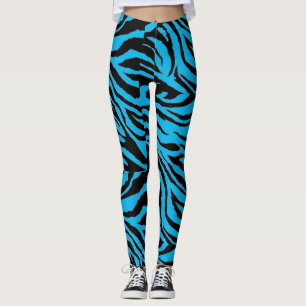 Leggings Polainas azules enrrolladas del estampado de zebra
