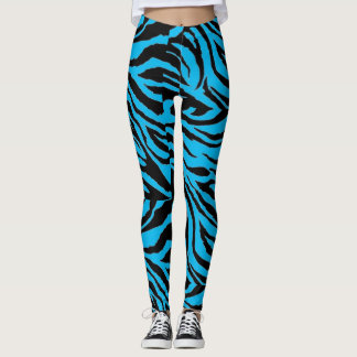 Leggings Polainas azules enrrolladas del estampado de zebra
