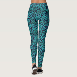 Leggings Polainas azules enrrolladas del estampado leopardo