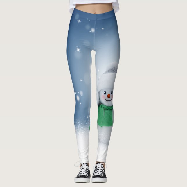 Leggings Polainas azules y blancas lindas del muñeco de (Anverso)