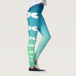 Leggings Polainas azules y verdes de la libélula