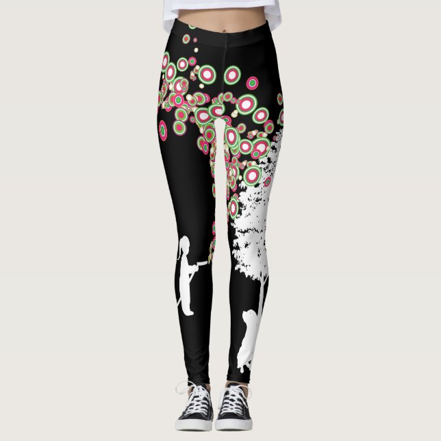 Leggings polainas banksy del negro del estilo de la pintada (Anverso)