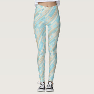 Leggings Polainas beige azules modeladas geométricas