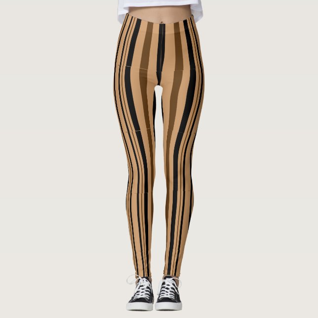Leggings Polainas beige del modelo de las rayas del moreno (Anverso)