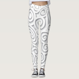 Leggings Polainas blancas abstractas de la voluta