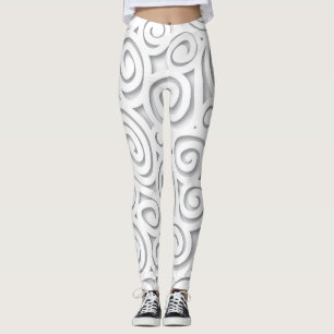 Leggings Polainas blancas abstractas de la voluta