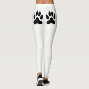 Leggings Polainas blancas de la impresión de la pata