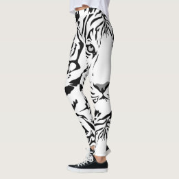 Leggings Polainas blancas de la impresión del tigre