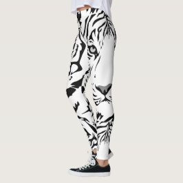 Leggings Polainas blancas de la impresión del tigre