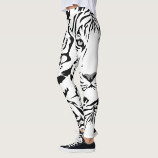 Leggings Polainas blancas de la impresión del tigre
