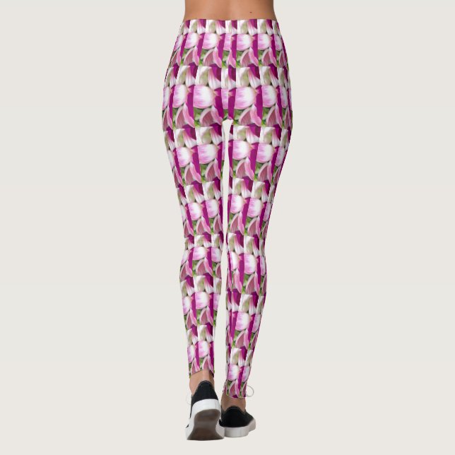Leggings Polainas blancas de la letra pequeña de la lavanda (Reverso)