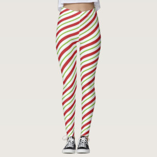 Leggings Polainas blancas de la raya del verde del caramelo