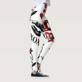 Leggings Polainas blancas negras rojas del adorno de la