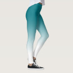 Leggings Polainas blancas verde azuladas de Ombre<br><div class="desc">Un modelo simple del ombre,  color de la pendiente se descolora de trullo al blanco.</div>
