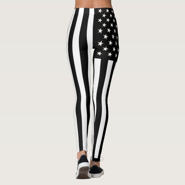 Leggings Polainas blancos y negros de la bandera de los (Reverso)