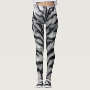 Leggings Polainas blancos y negros de la impresión de la