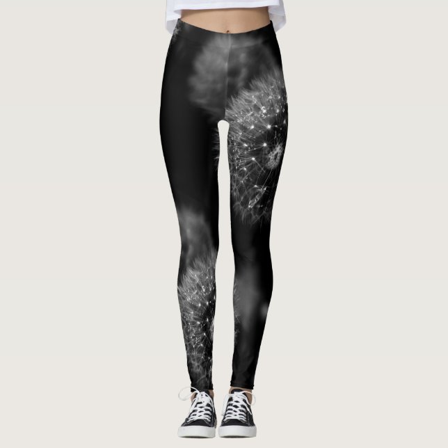 Leggings Polainas blancos y negros de la impresión del (Anverso)