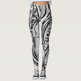 Leggings Polainas blancos y negros de la pintada