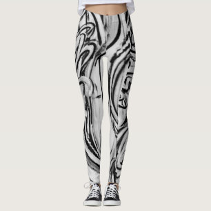 Leggings Polainas blancos y negros de la pintada