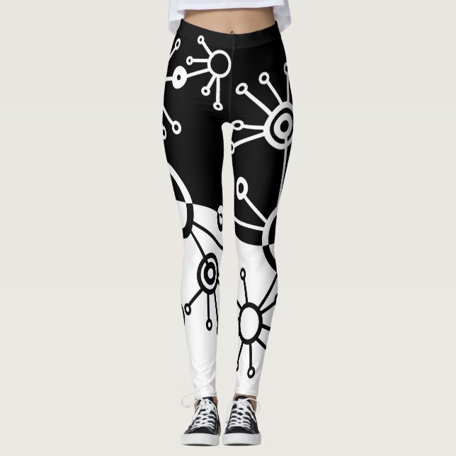 Leggings Polainas blancos y negros de las señales (Anverso)
