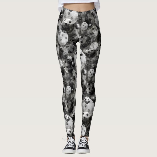 Leggings Polainas blancos y negros del modelo de Pickleball (Anverso)