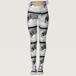 Leggings Polainas blancos y negros del perro del perrito