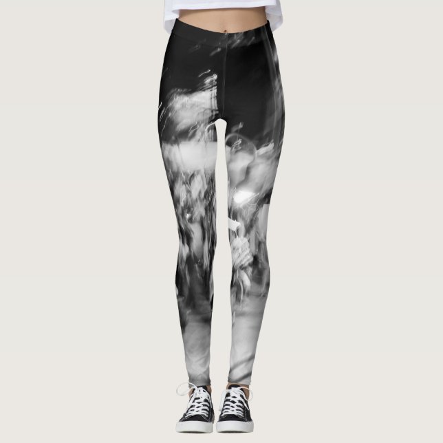 Leggings polainas blancos y negros fotas abstracta (Anverso)