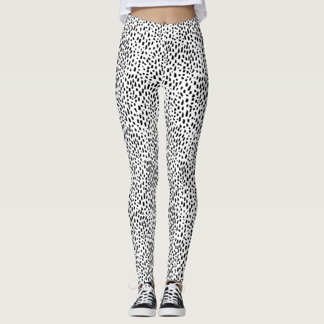 Leggings Polainas blancos y negros manchadas (Anverso)