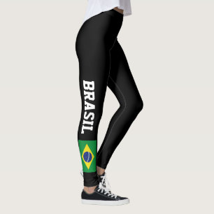 Leggings Polainas brasileñas de la bandera para el gimnasio