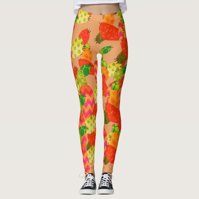 Leggings Polainas brillantes del cactus (Anverso)
