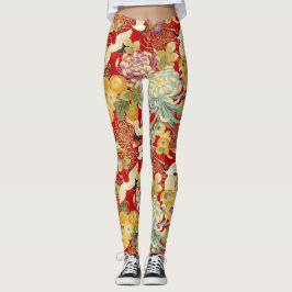 Leggings Polainas chinas de la impresión floral