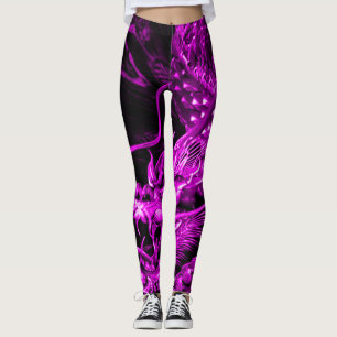 Leggings Polainas chinas púrpuras del arte del dragón
