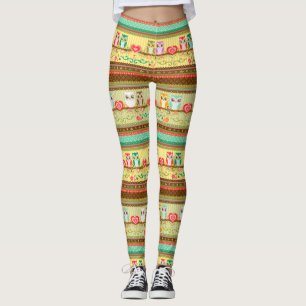 Leggings Polainas coloridas de los búhos del amor