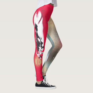 Leggings Polainas con rojo e impresiones de la pluma del